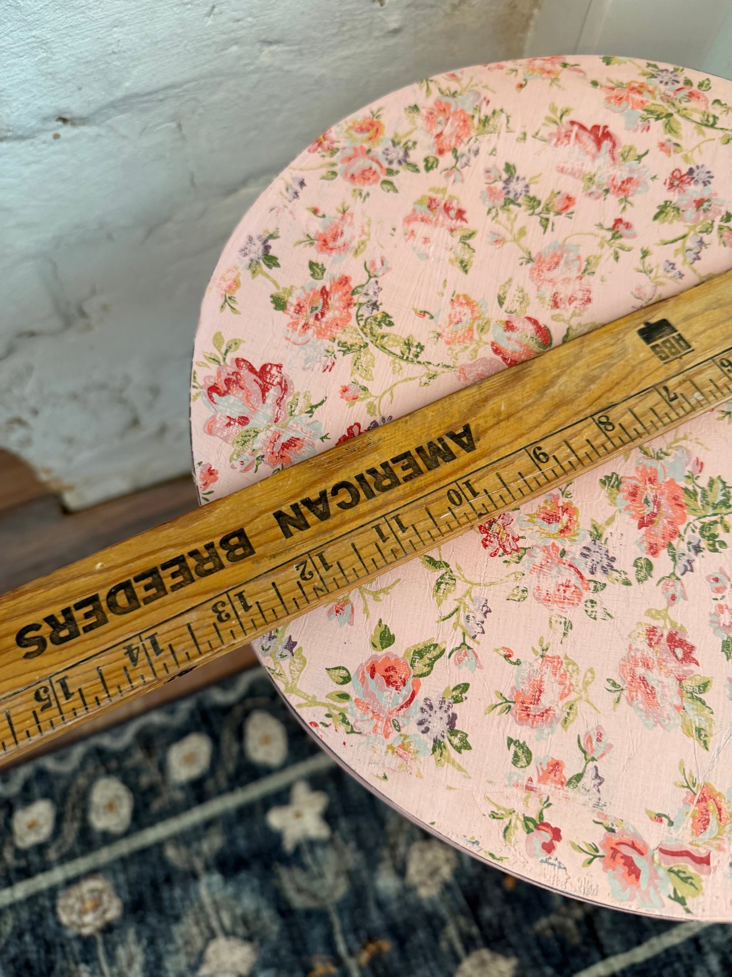 Pink Floral Plant stand hand painted