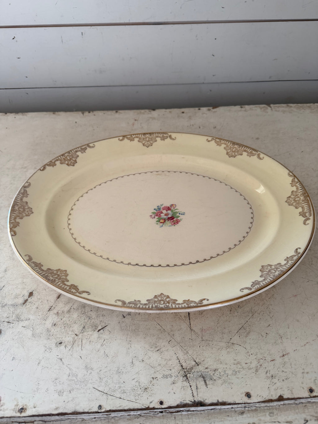 Paden City Pottery Gold Lynn Pattern Serving Platter