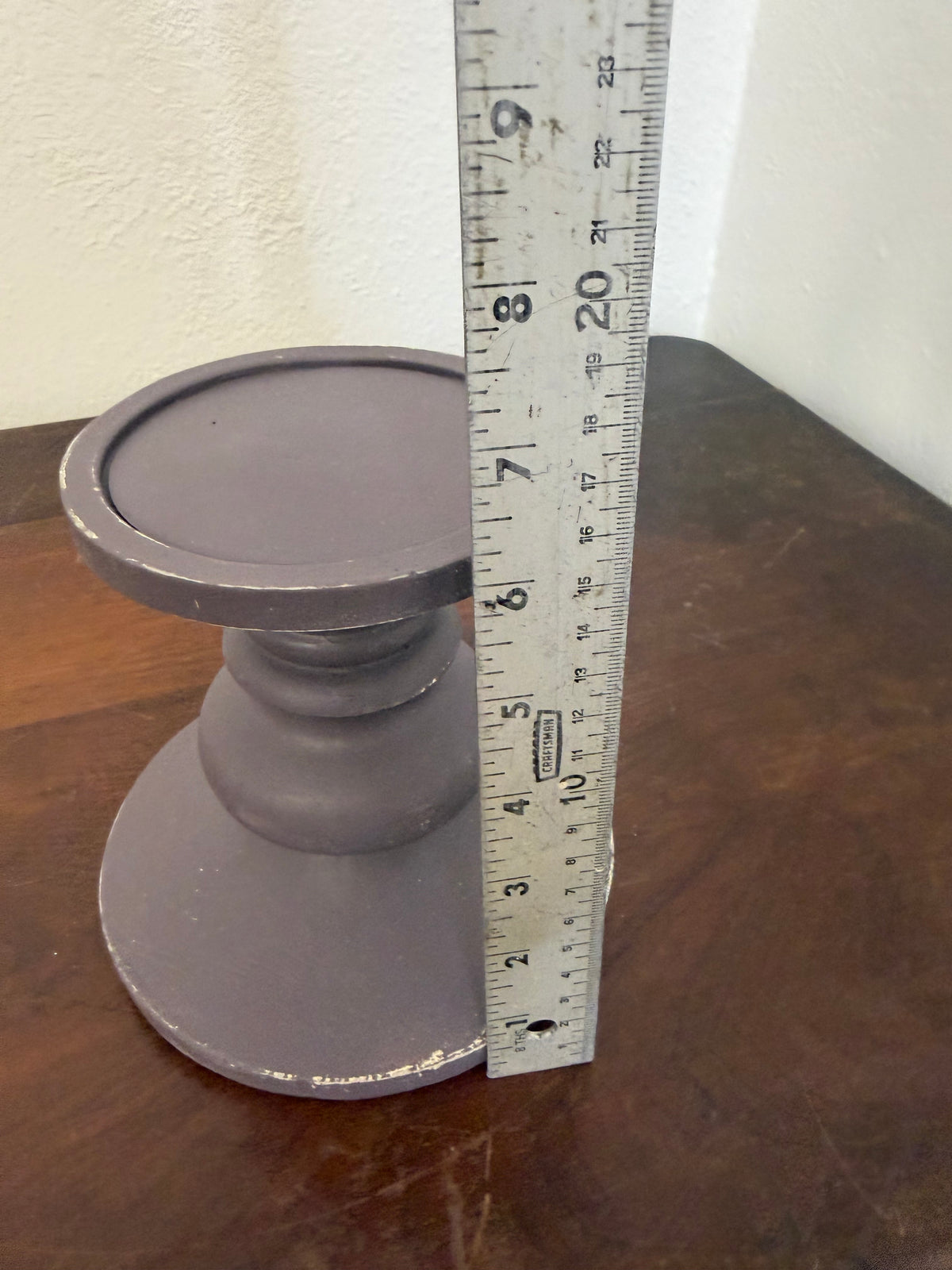 Hand Painted Plum Pudding (Purple) Chunky Turned Candlestick