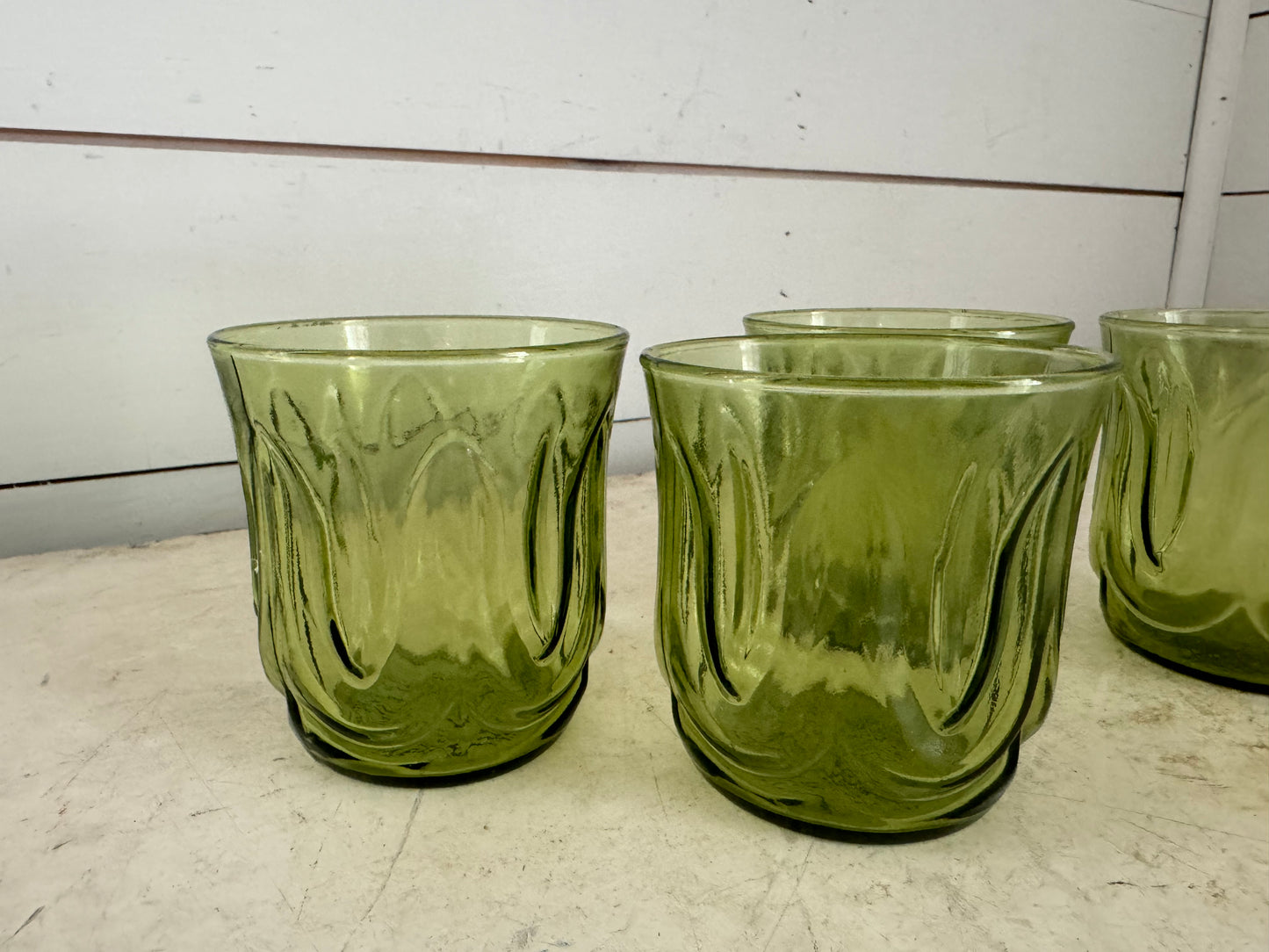 Set of 4 Vintage Green Juice Glasses