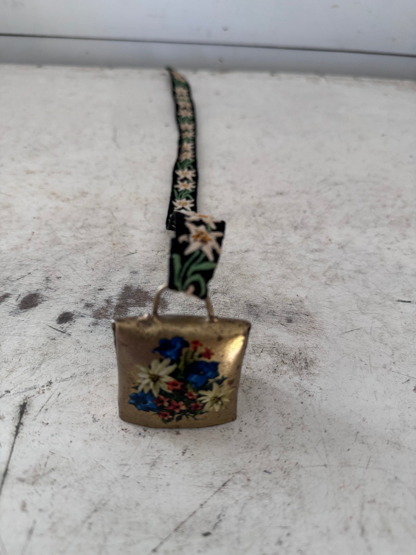 Alpine Flowers Brass Sheep Bell