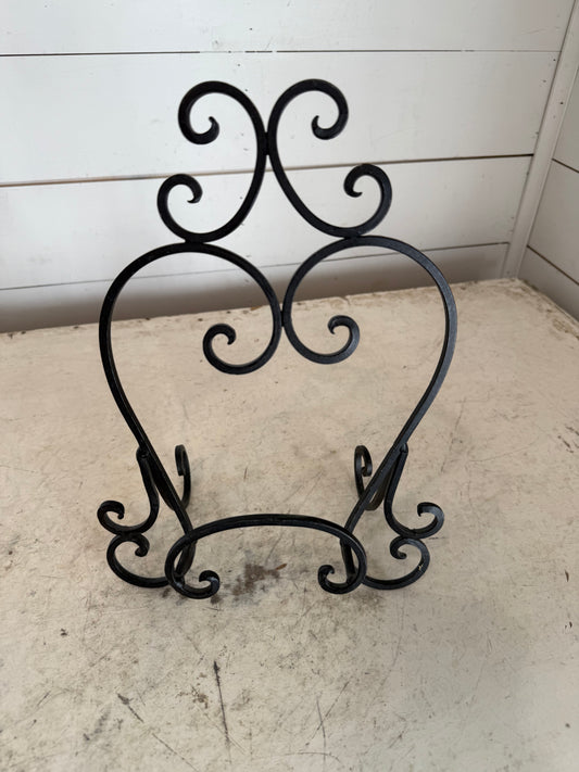 Wrought iron plate holder, cookbook or picture stand