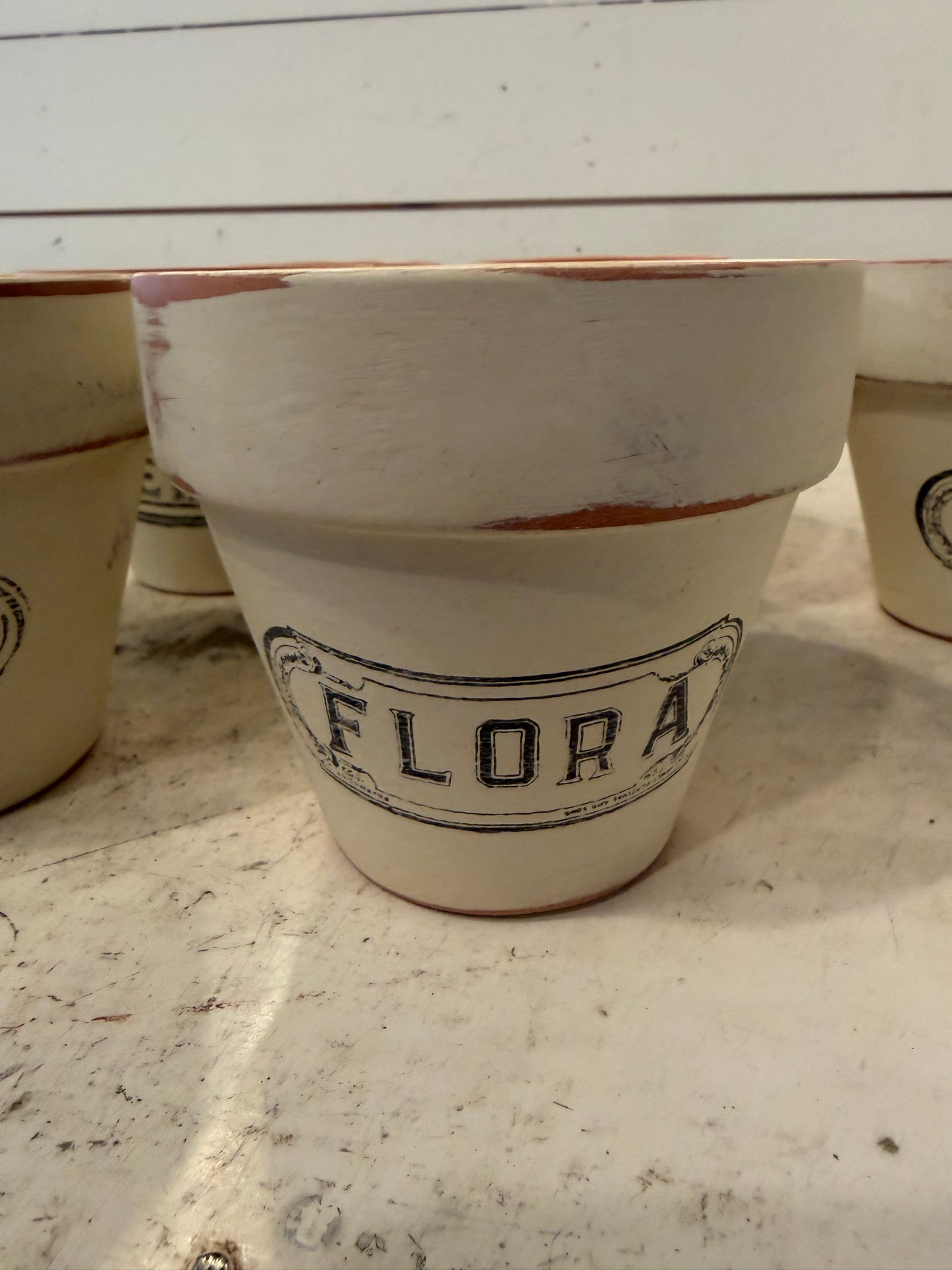 Painted and Stamped Terracotta pots - sold individually - CHOSEN AT RANDOM
