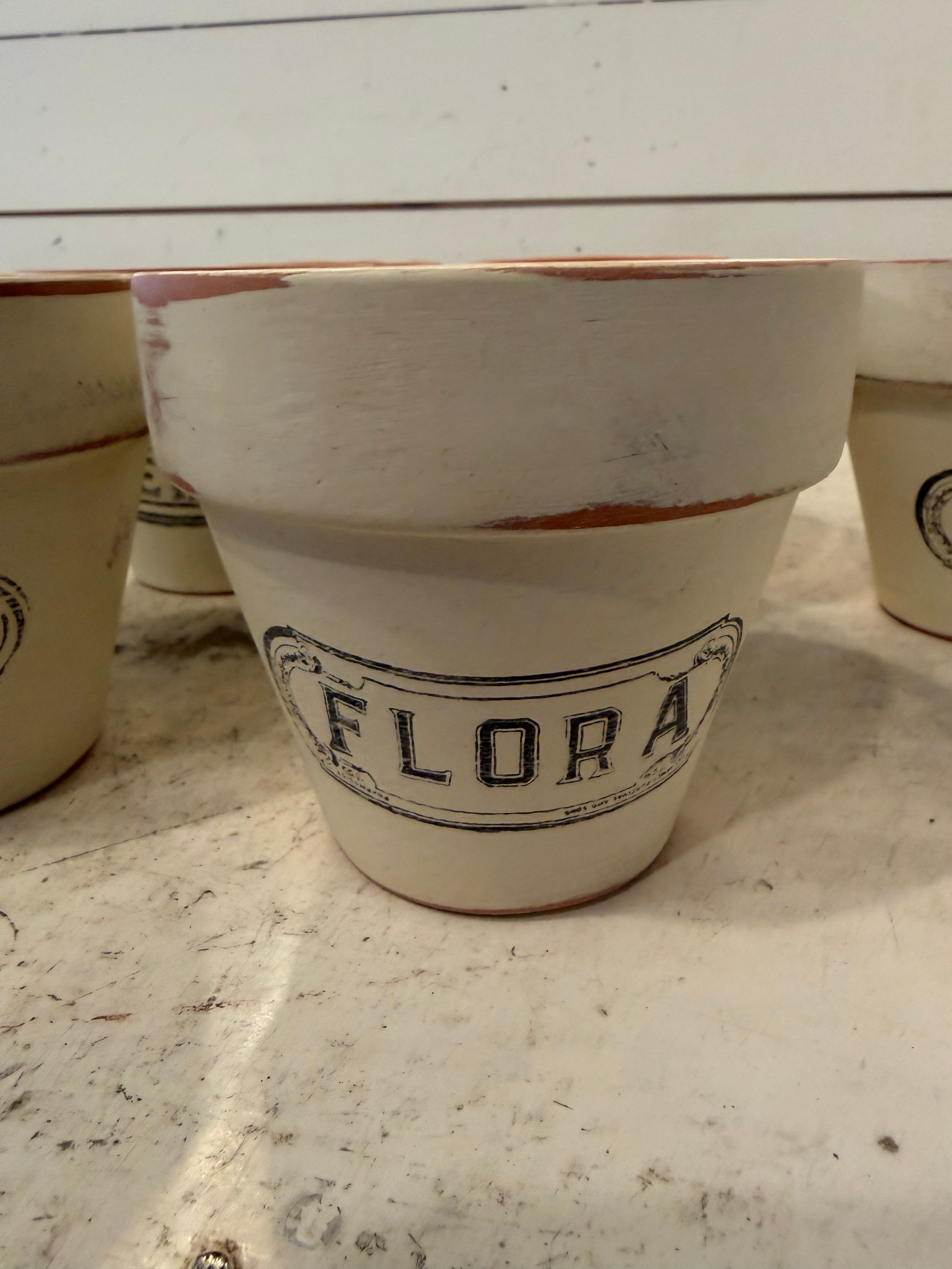 Painted and Stamped Terracotta pots - sold individually - CHOSEN AT RANDOM