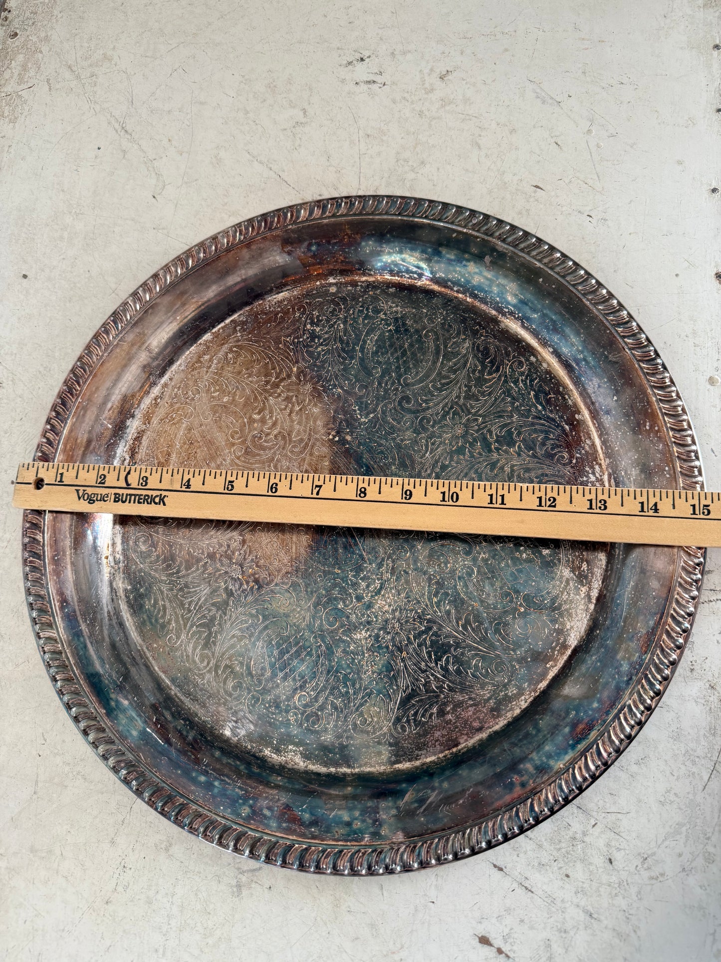 Leonard Silver Plate Round Platter