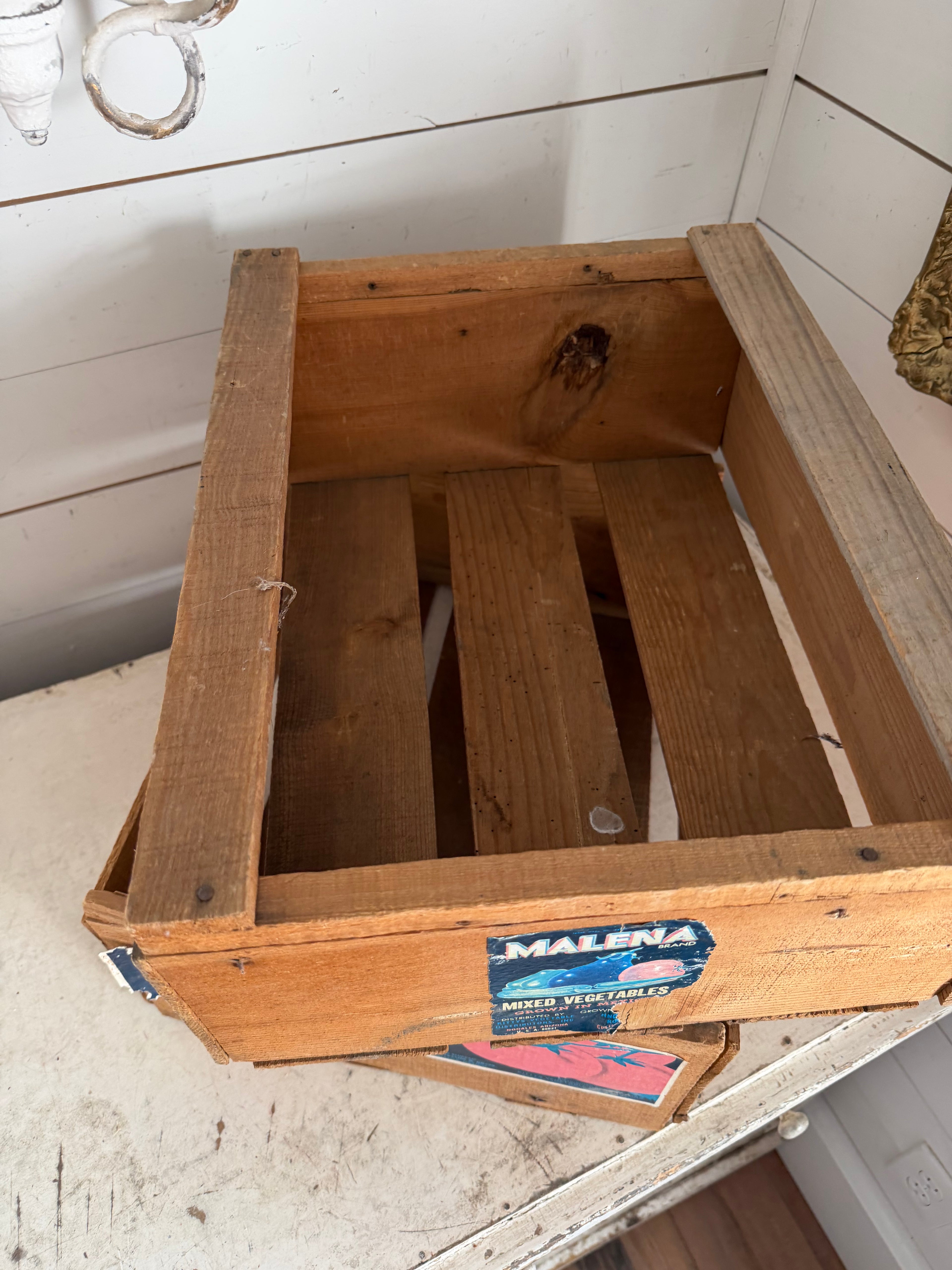 Vintage Wood Fruit Box w/Label Advertising - sold individually