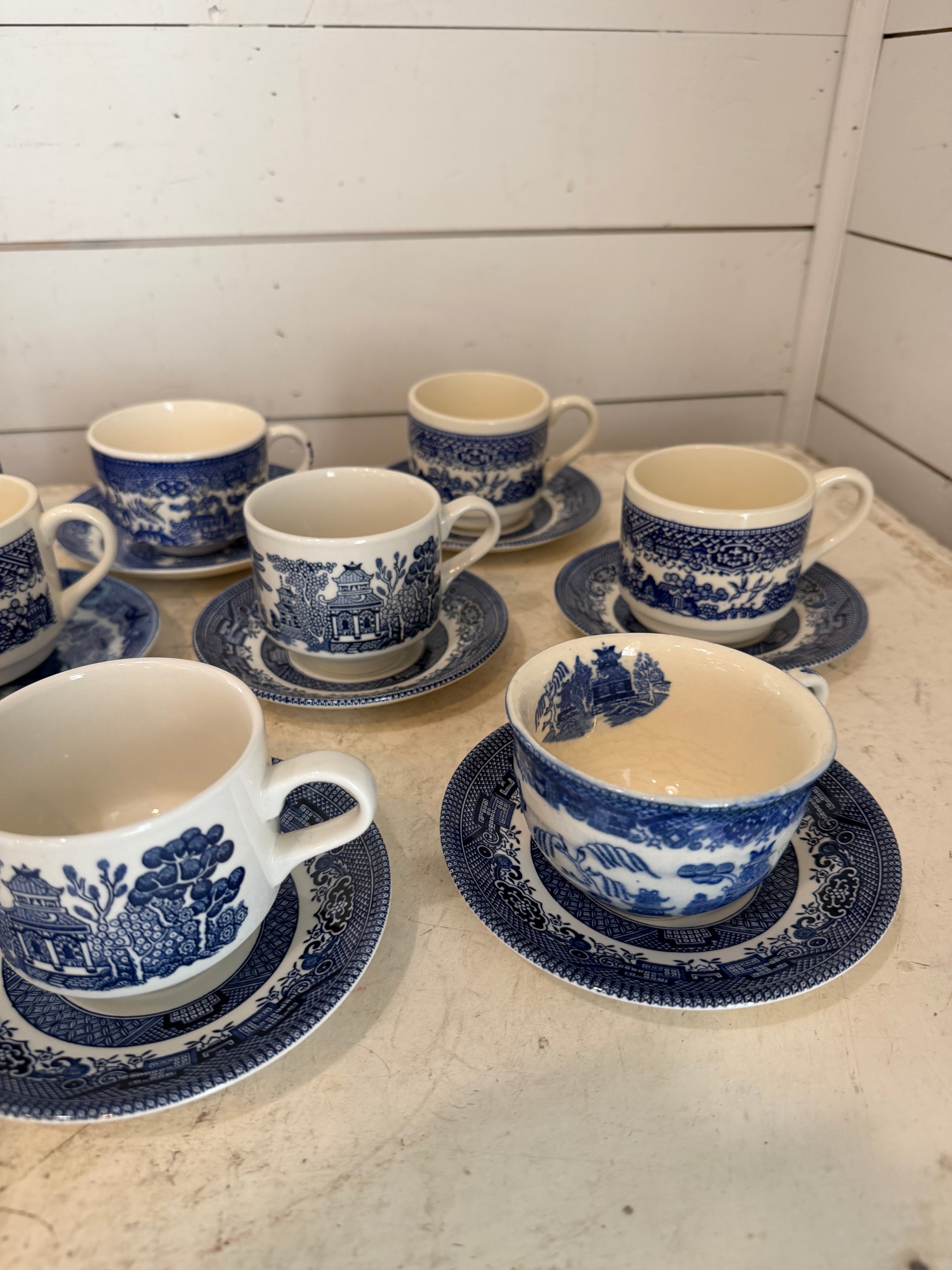 Vintage Blue Willow Cup & Saucer sets Sold Individually Picked at Random