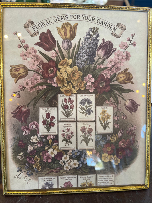 Delicate Brass Picture Frame with print
