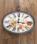 Hand Painted Metal Clock no glass 18”