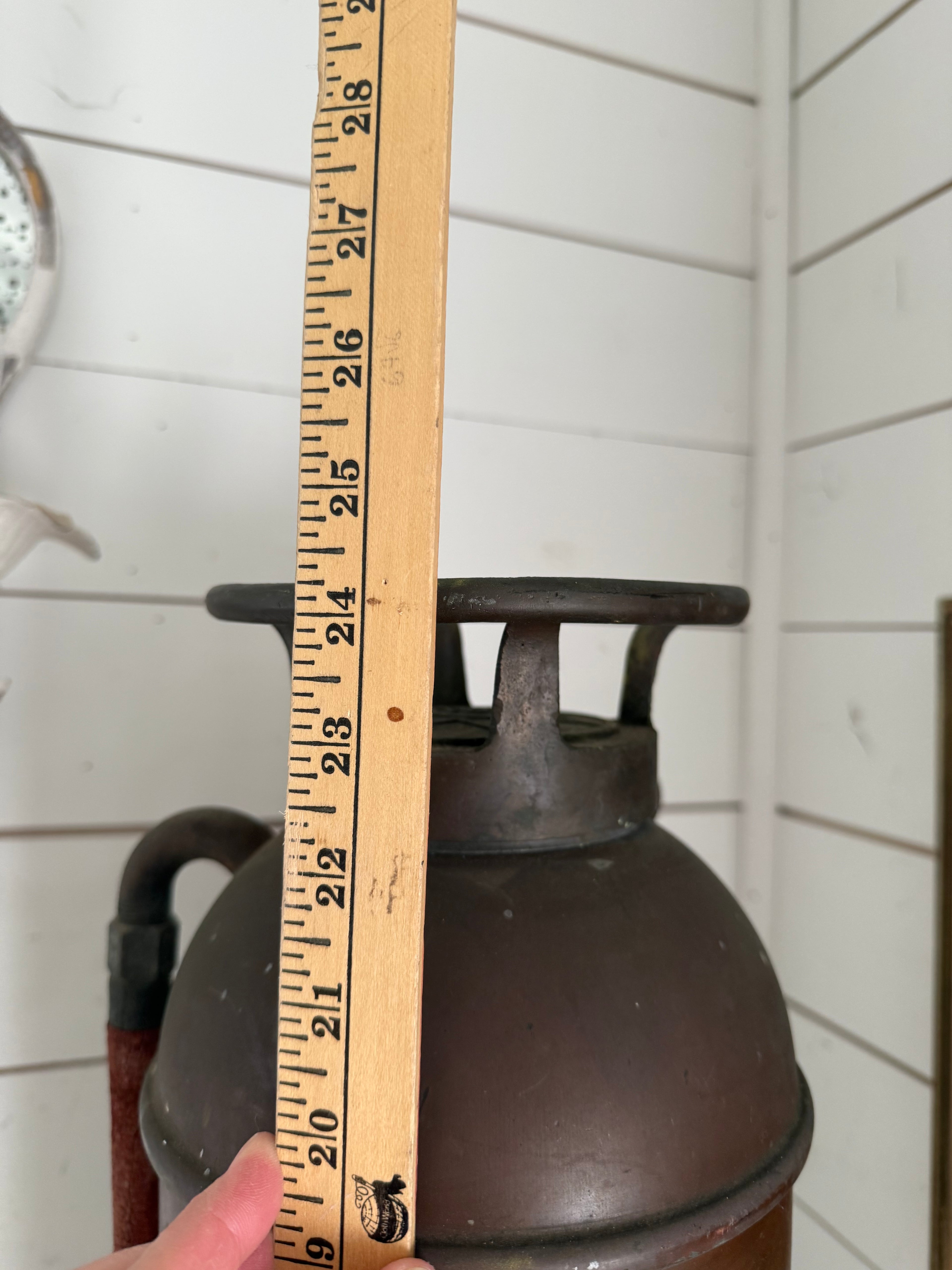 Vulcan Early 20th Century Brass and Copper Fire Extinguisher will get polished