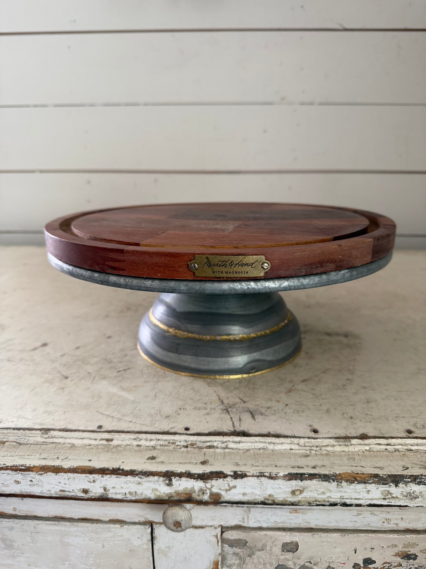 Hearth and Hand Wood and Metal Cake Stand