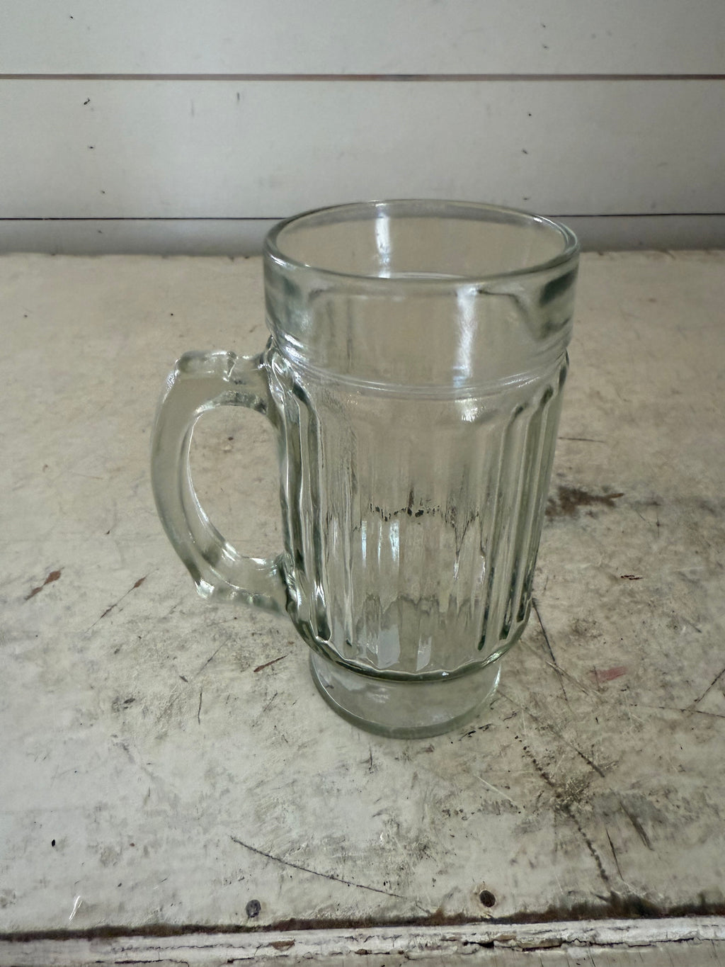 Vintage pressed glass ribbed mug