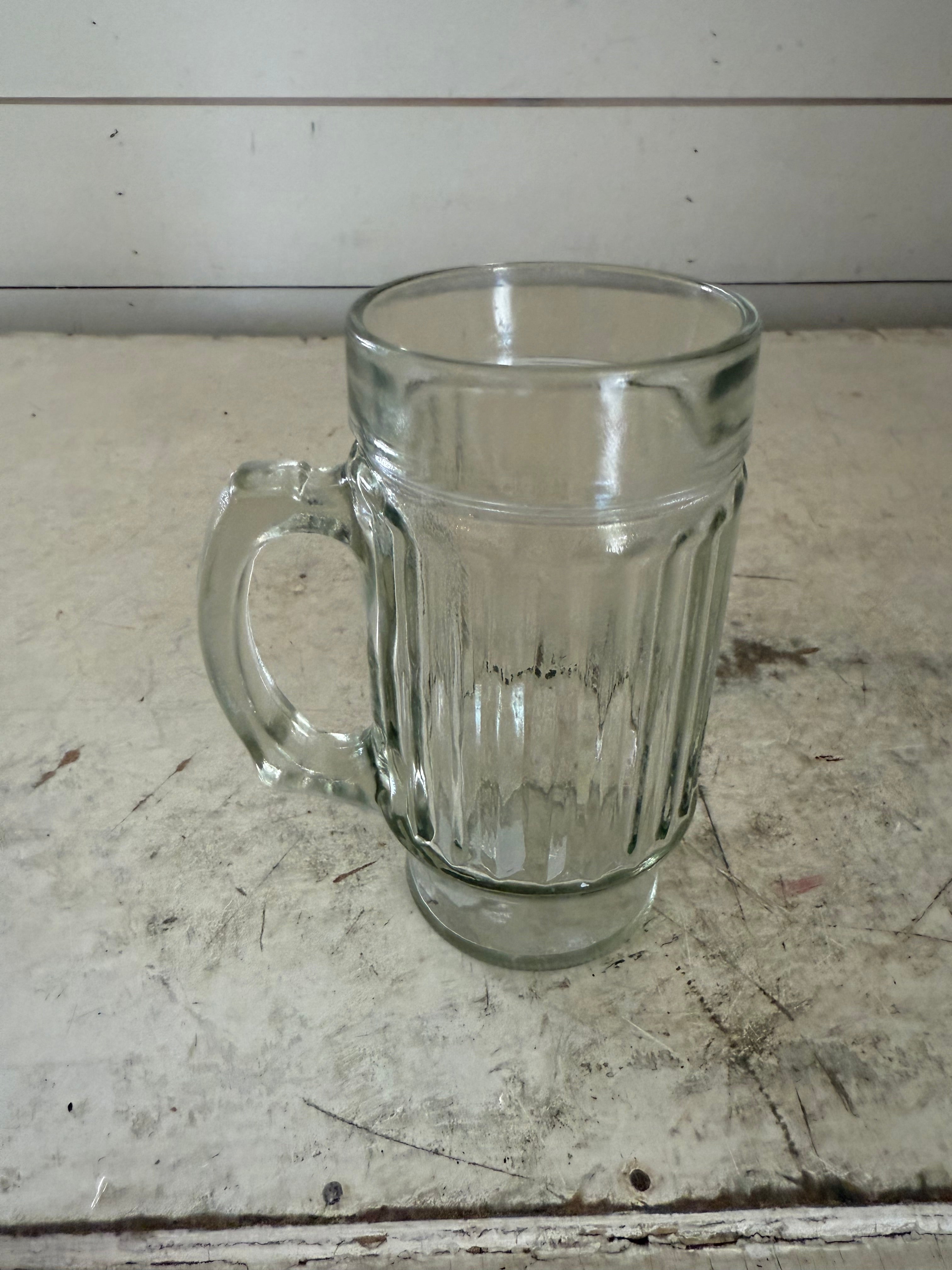 Vintage pressed glass ribbed mug