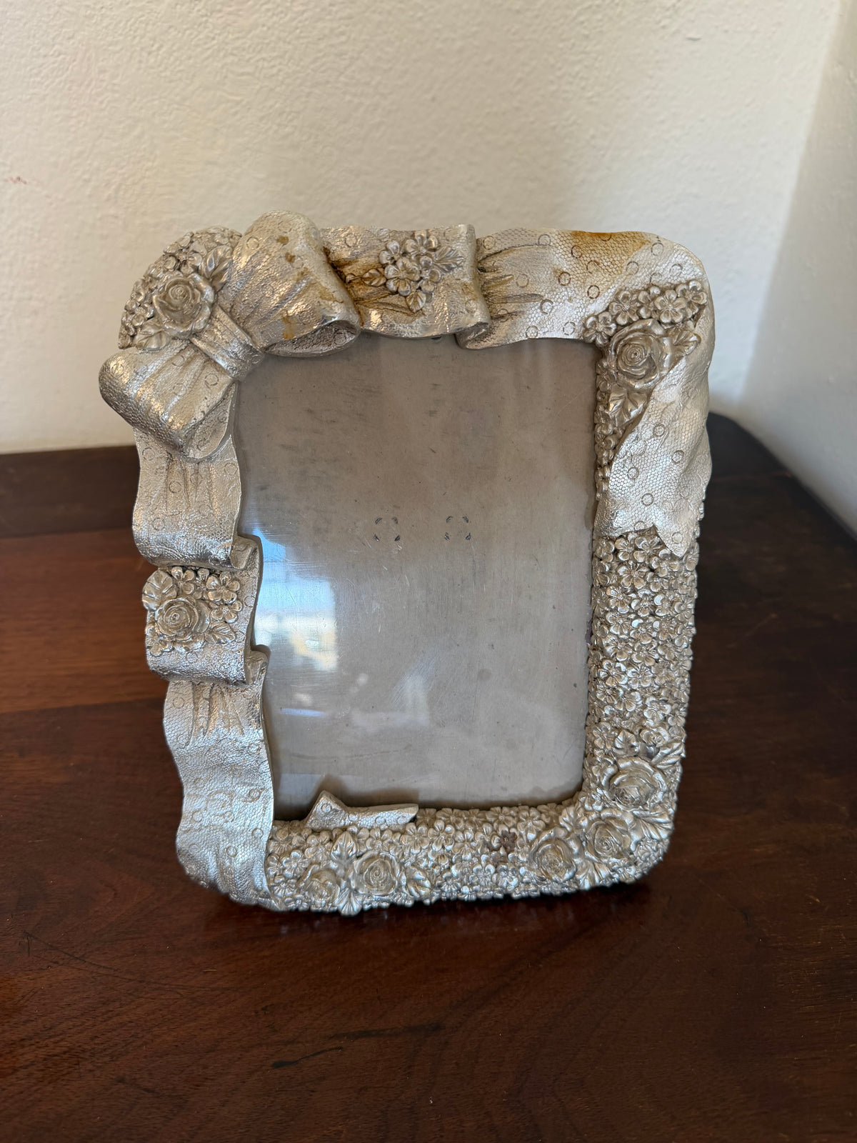 5x7 Silver Frame With Bow - Will Get Makeover