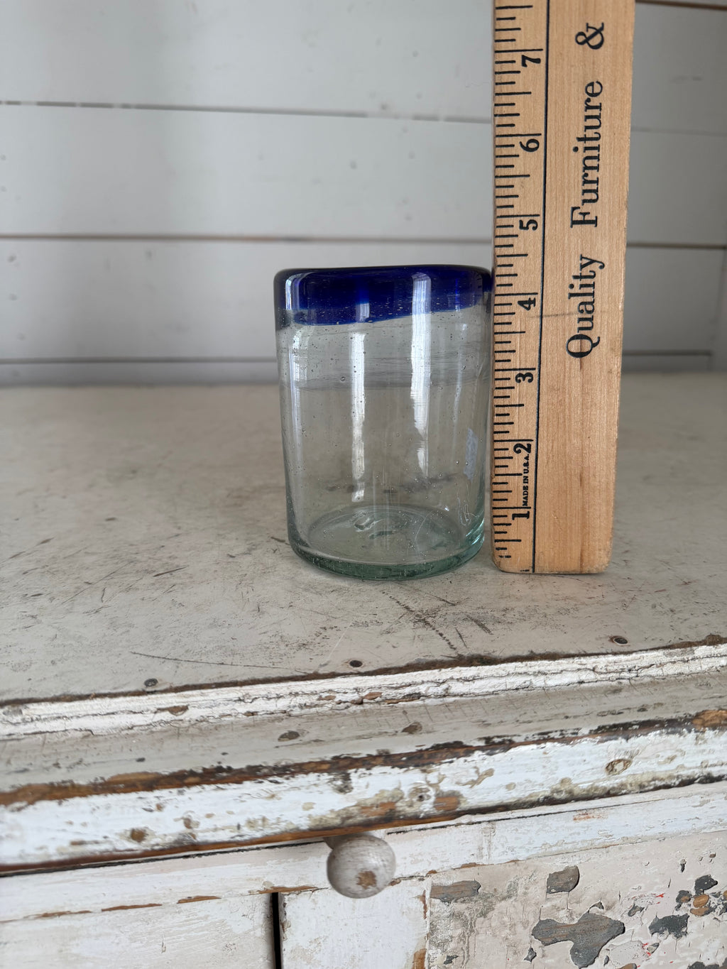 Hand blown cobalt blue lip Cup