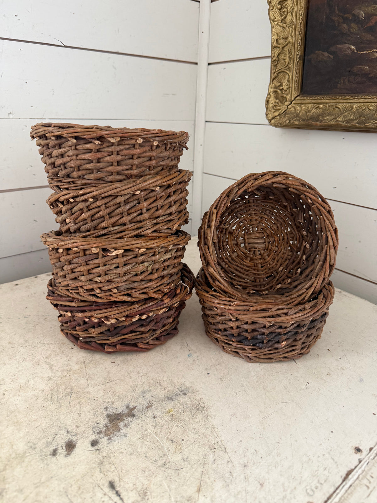 Small round basket stackable sold individually