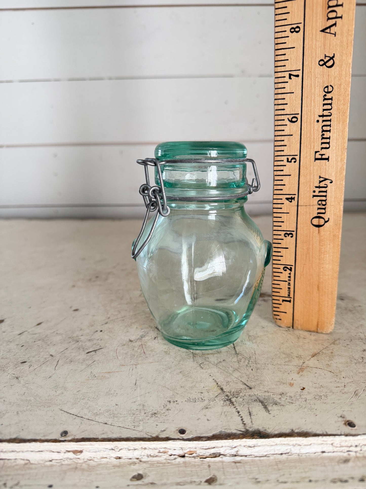 Vintage Green Glass Hermetic Jar