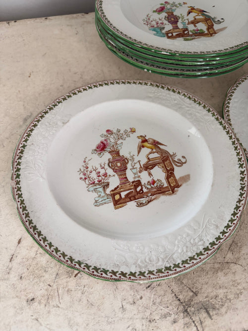 Antique Spode Chinoserie Green Transferware sold Individually