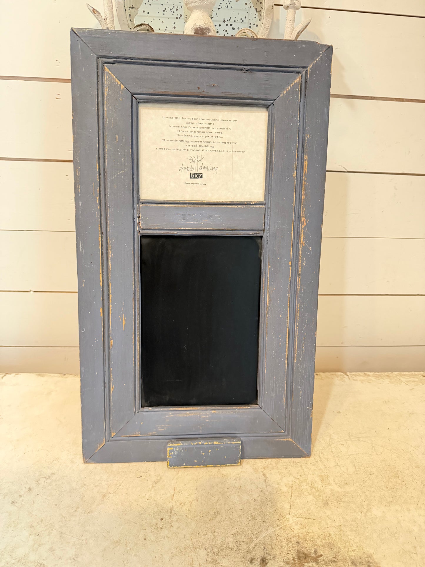 Reclaimed wood chalkboard will get art in picture frame