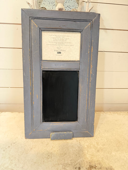 Reclaimed wood chalkboard will get art in picture frame