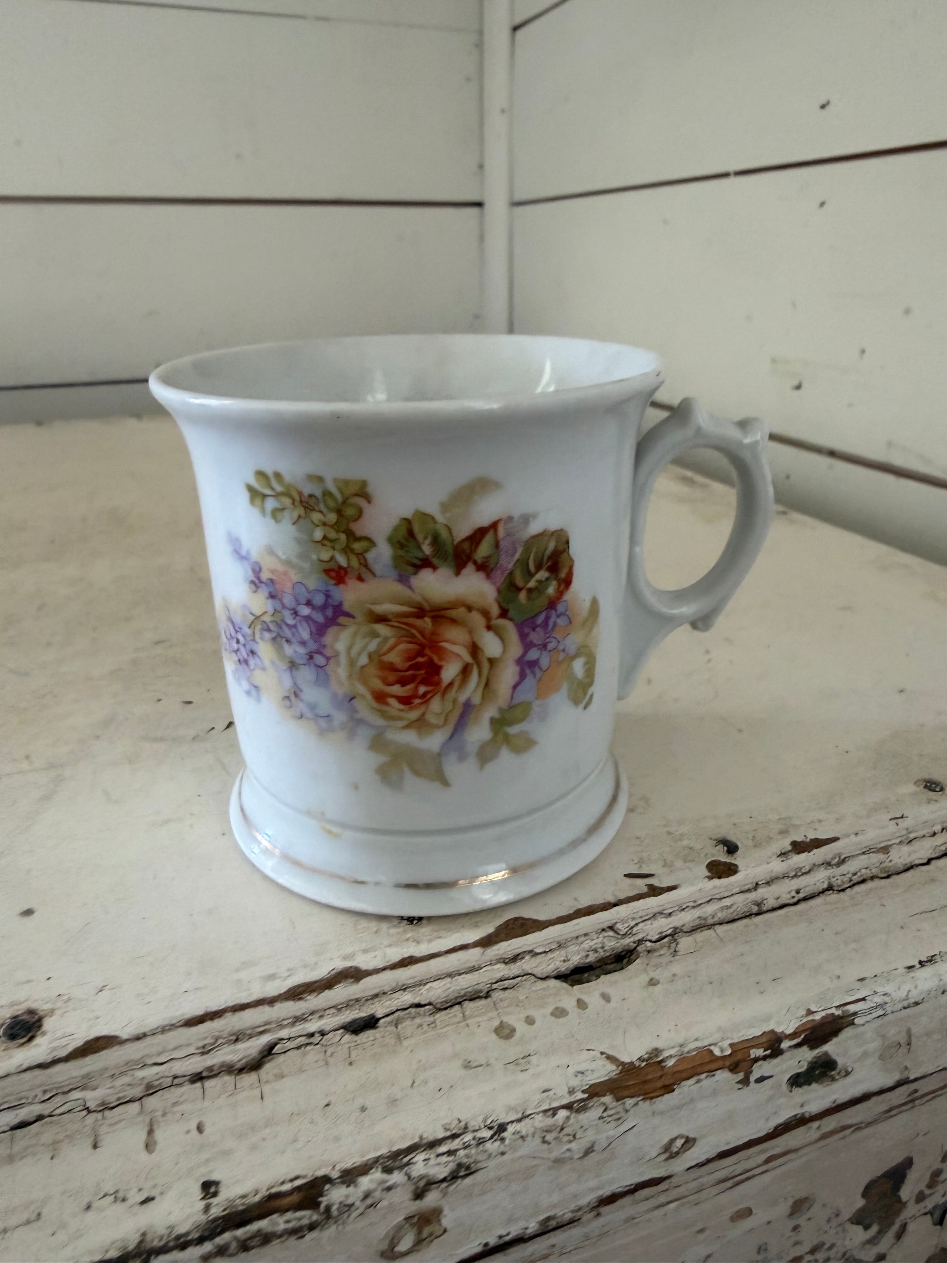 Vintage shaving mug with flowers