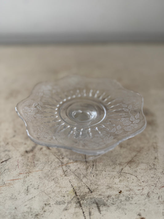 Vintage etched glass pedestal