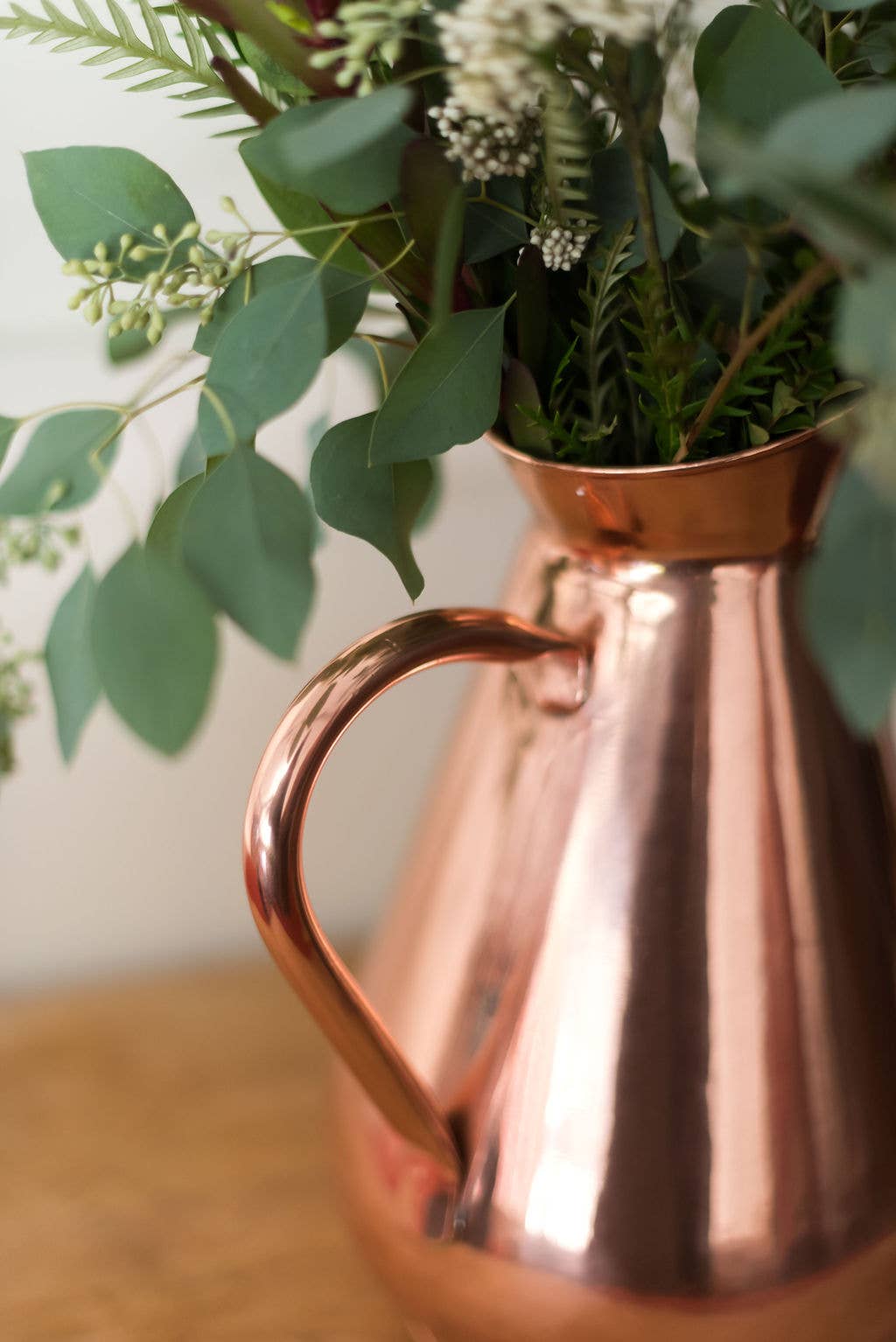 Large Solid Copper Heirloom Vase Pitcher