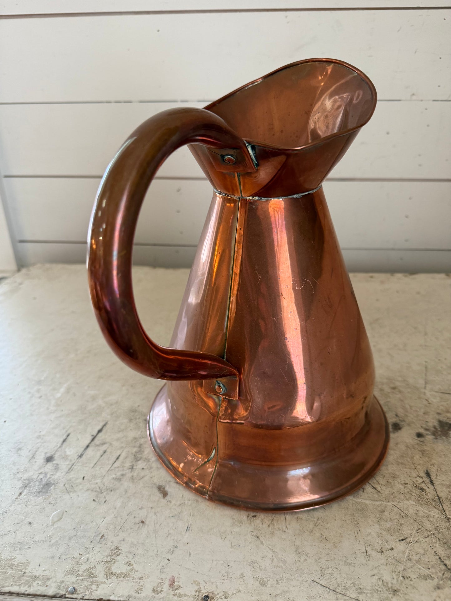 Gallon 19th Century English Copper Haystack Jug as is