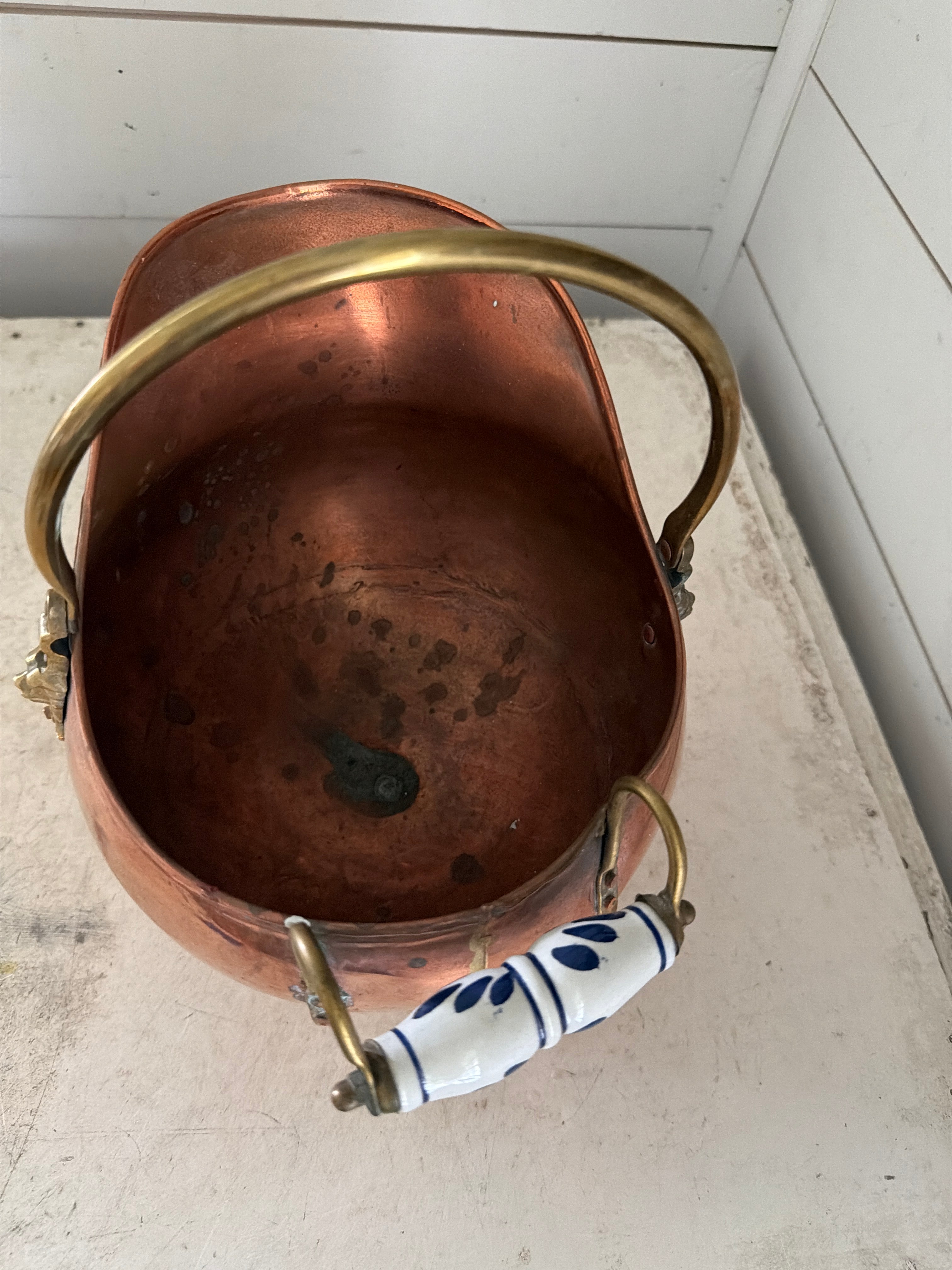 Vintage copper and brass coal scuttle