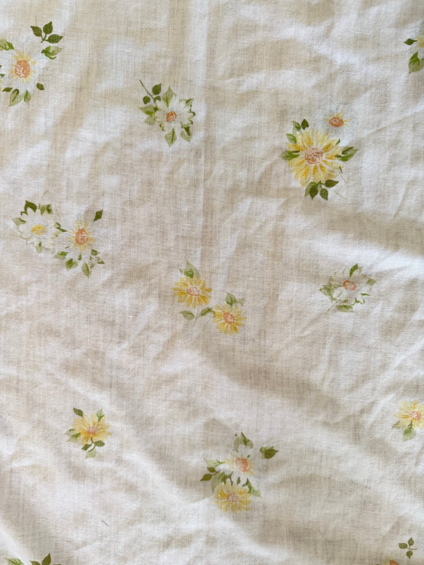 Yellow Daisy flower queen size, flat sheet embroidered