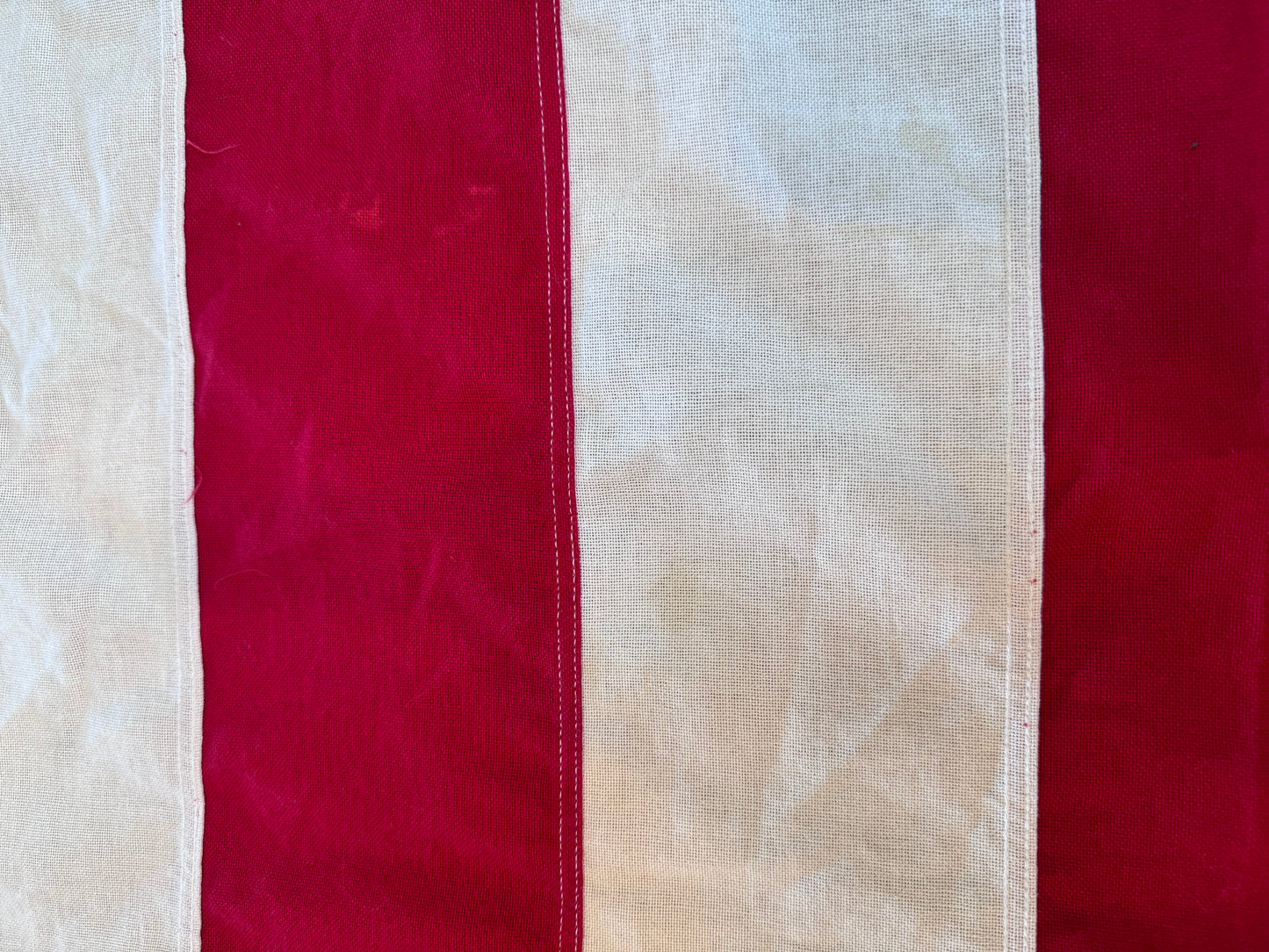 American Flag - Valley Forge 100% Cotton Bunting, Embroidered Stars has a few small stains from use.