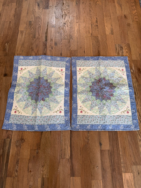 Quilted Star with Floral Fabric Pillow Shams - Standard Size