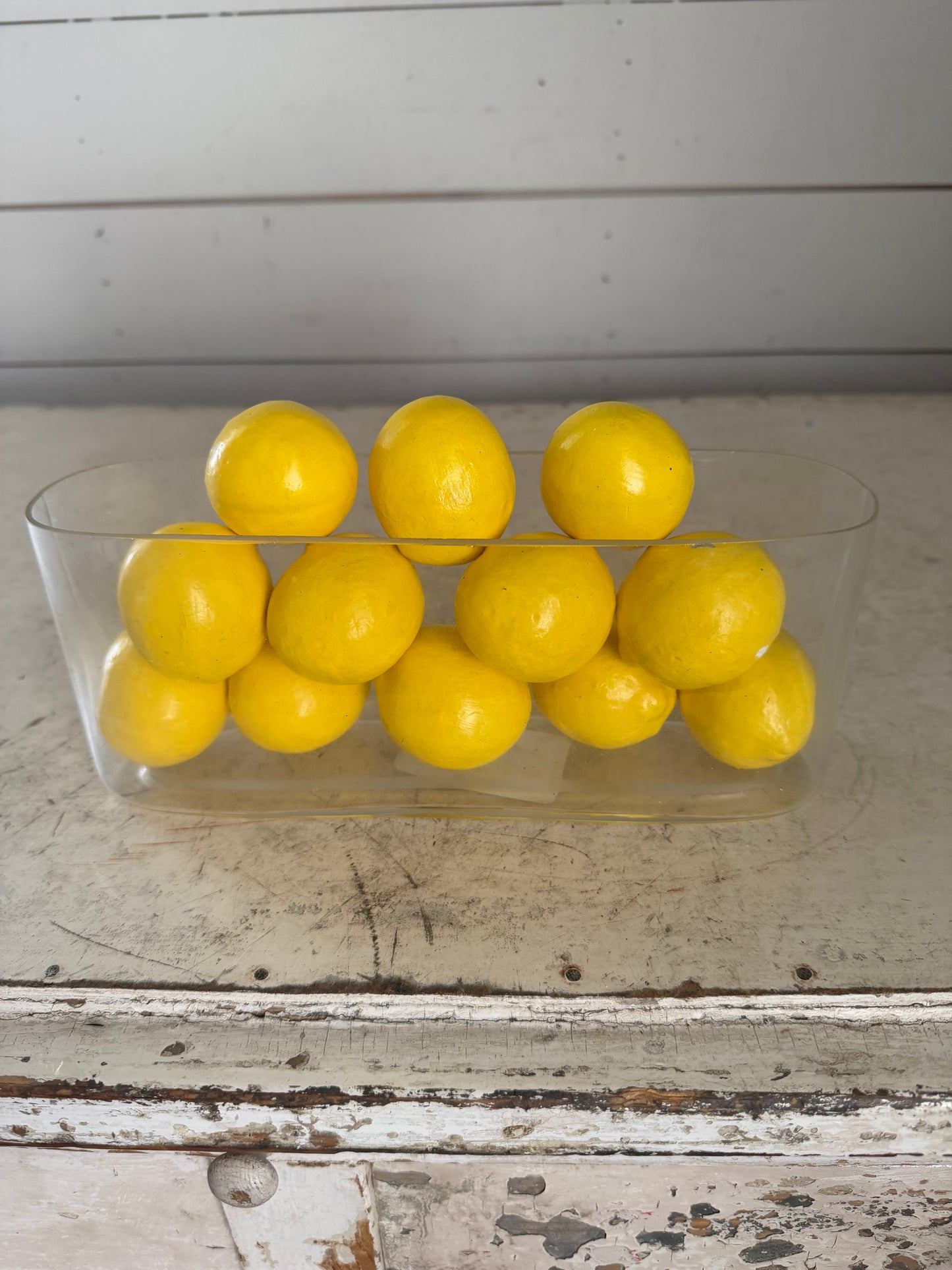 Faux Lemons in Glass Jar small chip