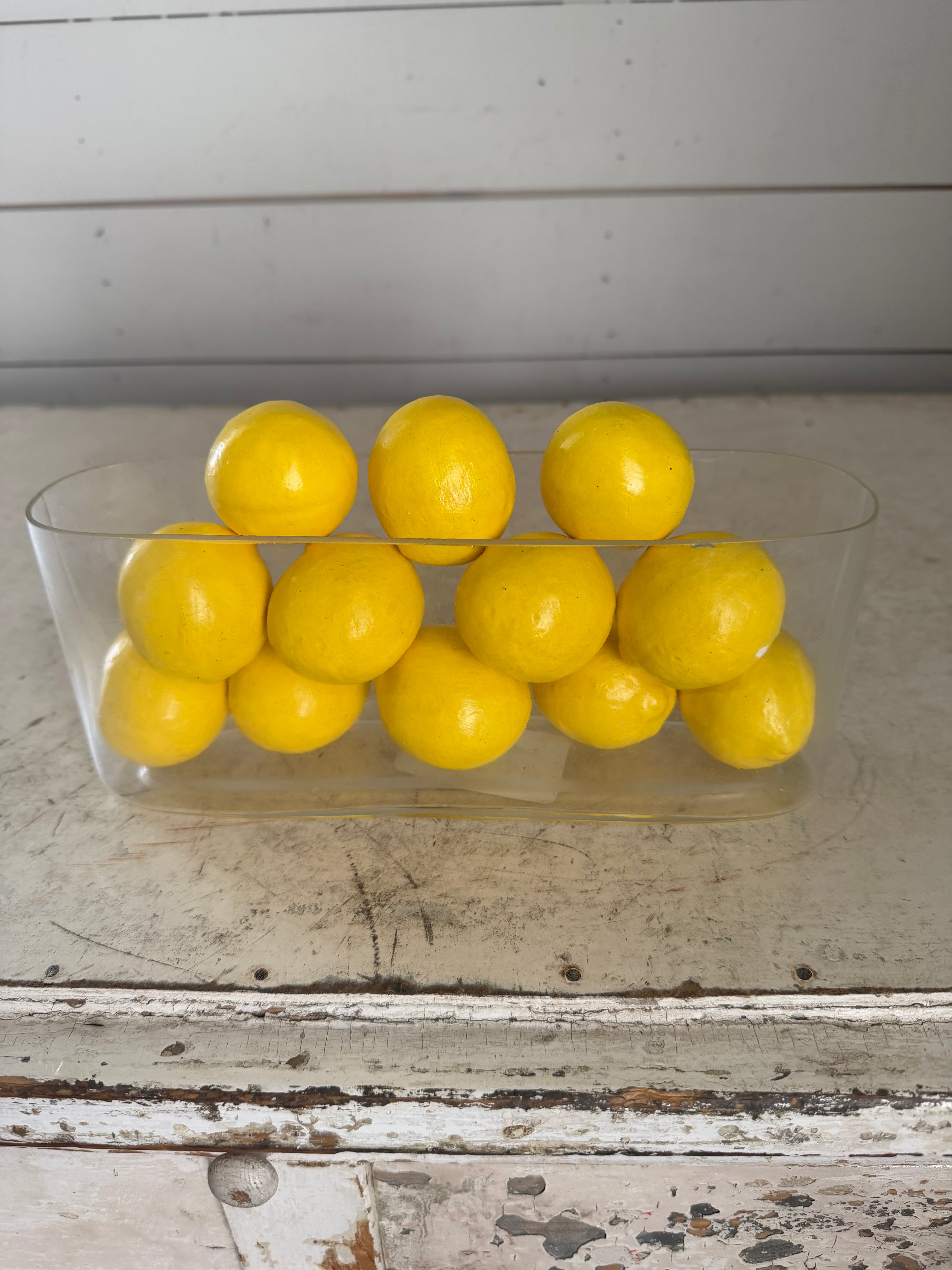 Faux Lemons in Glass Jar small chip