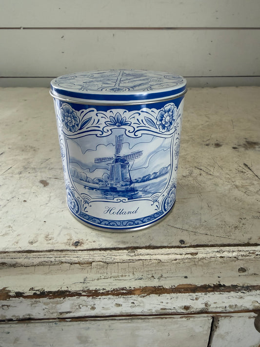 Holland Delft Blue Windmill Tin