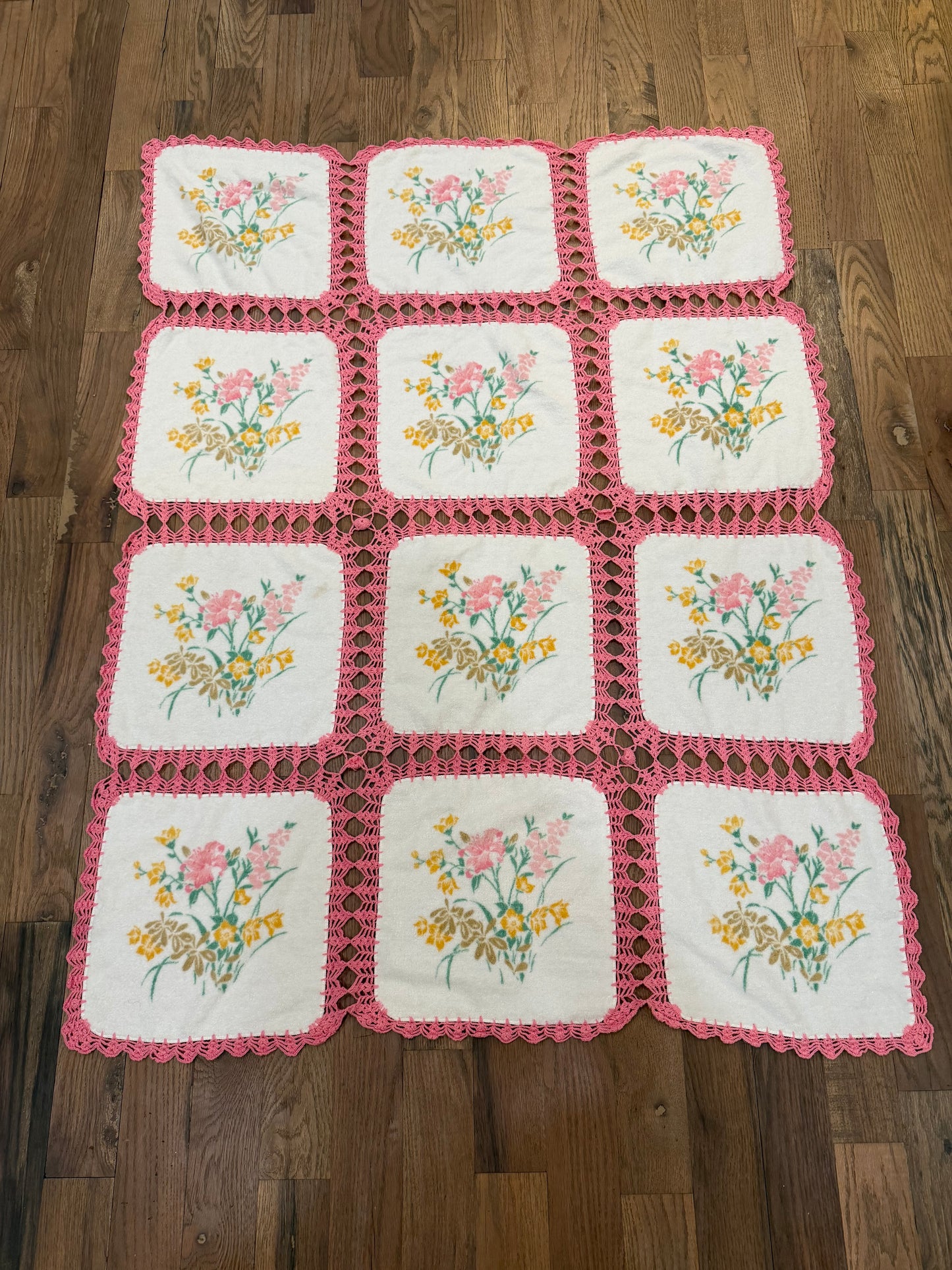 Crocheted Floral Square blanket
