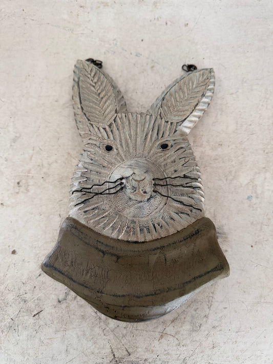 Sculpted bunny, two sided wall hanging
