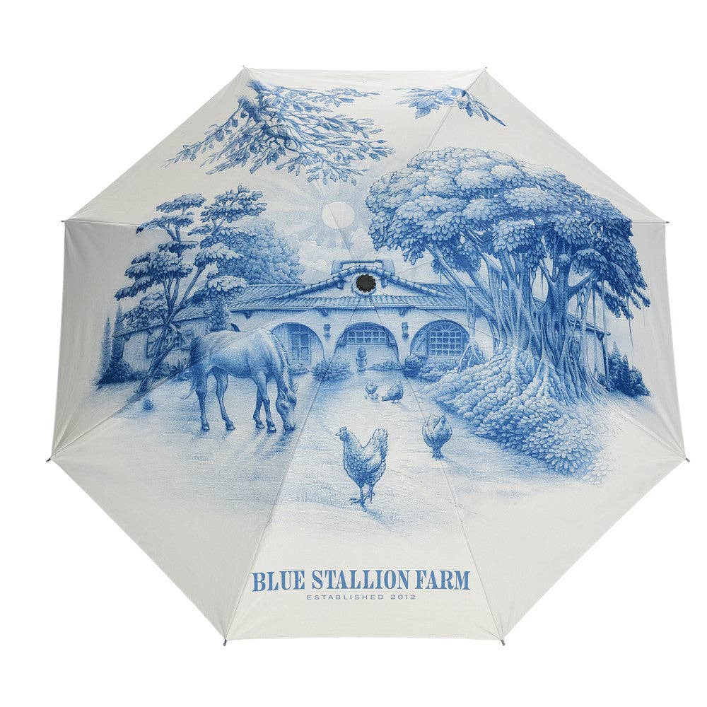 Blue Farm Illustration Umbrella
