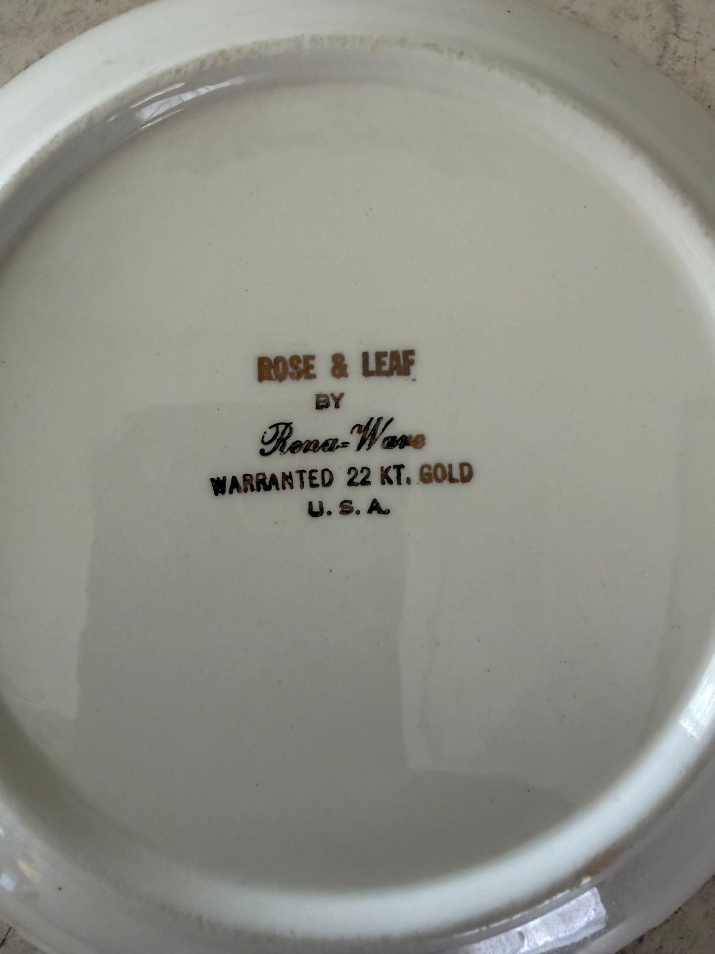 Vintage moss Rose Bowl has chips