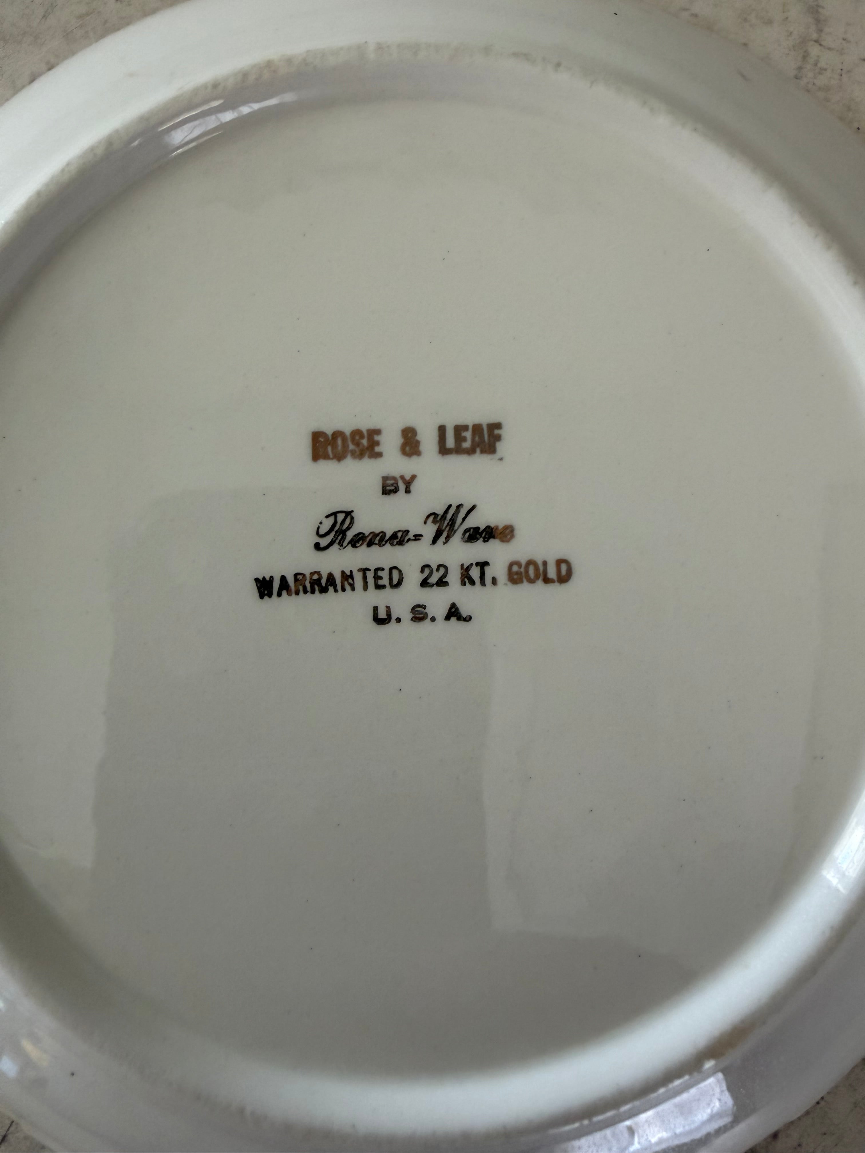 Vintage moss Rose Bowl has chips