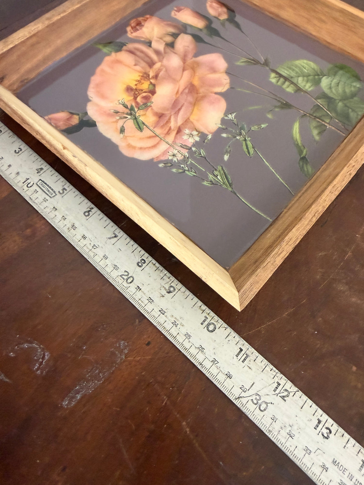 Floral Wood tray - sealed with food safe resin