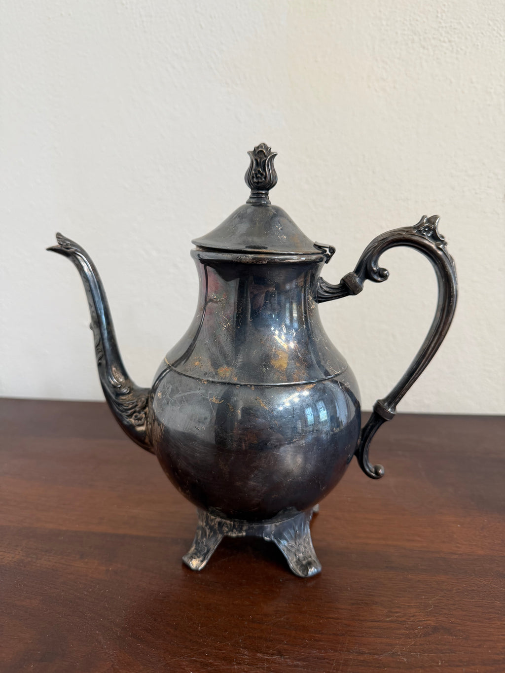 Antique F.B. Rogers Silver Company Ornate Footed Tea Pot circa 1880’s - Has some slight dents