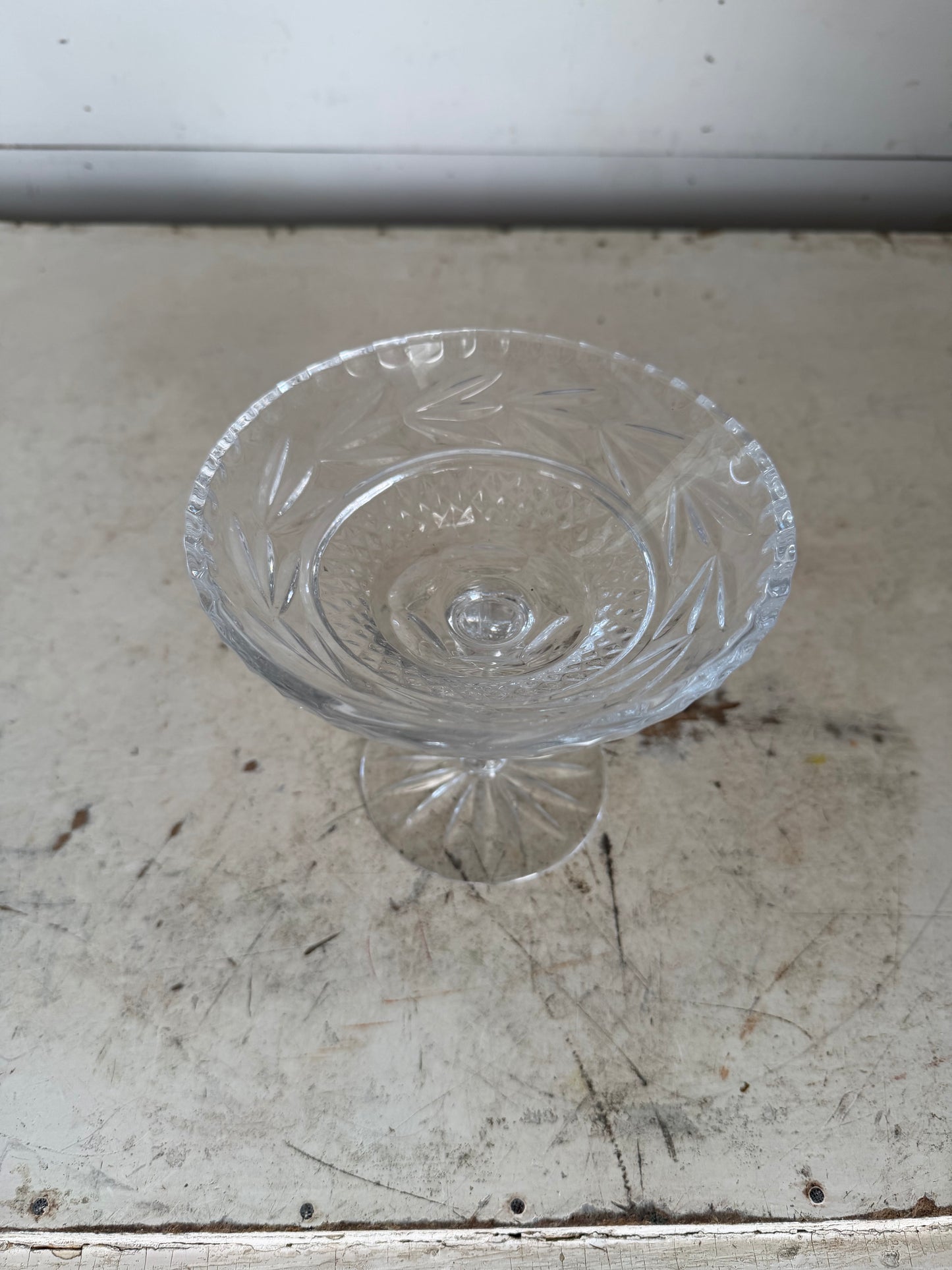 Vintage Crystal Pedestal Compote Bowl