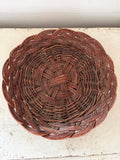 Vintage Brown Wicker Low basket 16-1/2”