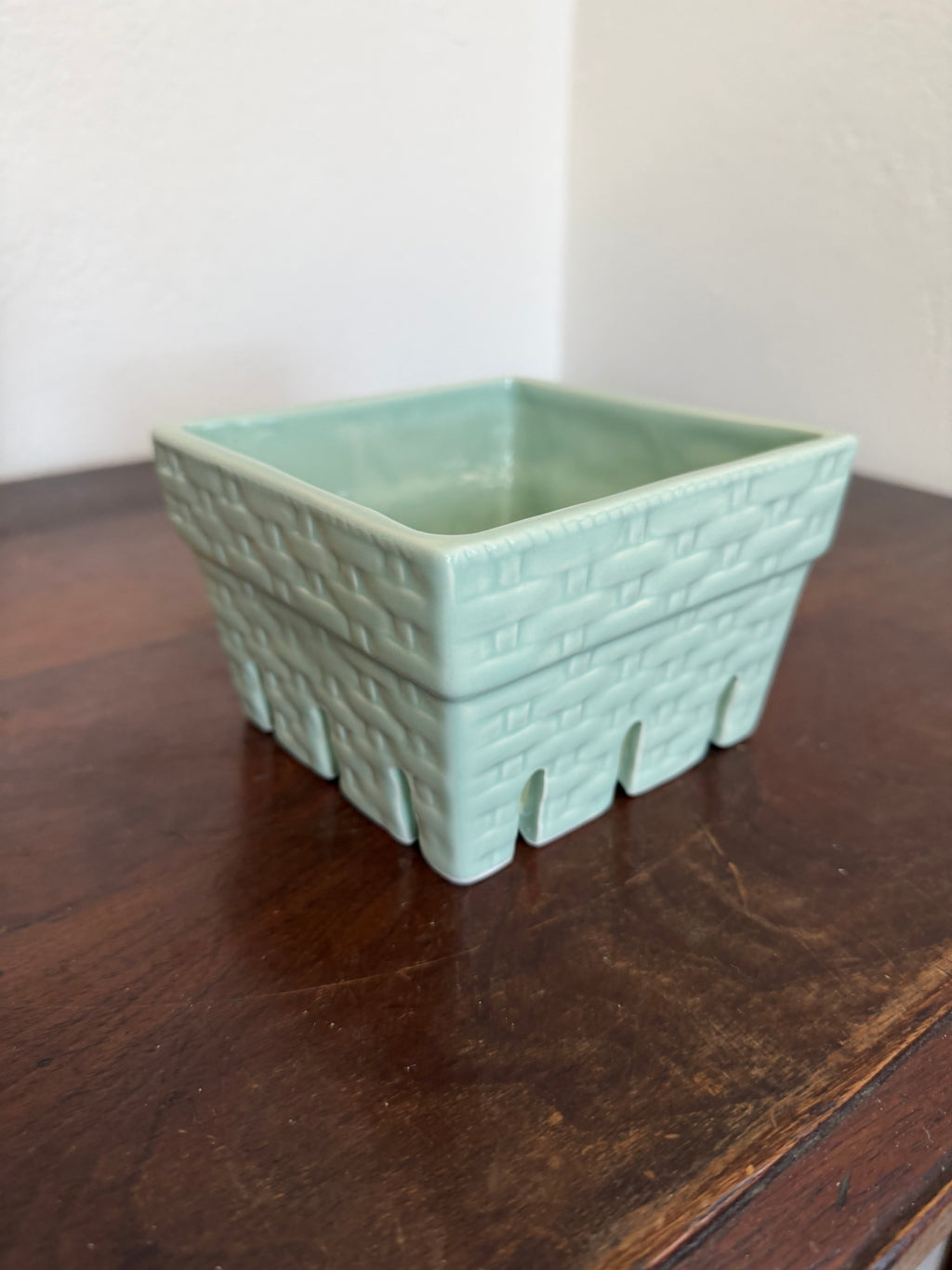 Pier 1 Green Ceramic Berry Box