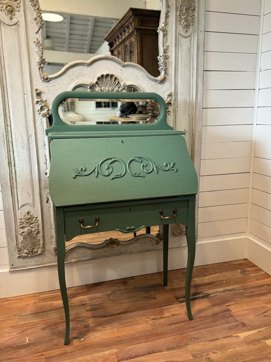 Antique Secretary Desk with Mirror - Hand Painted
