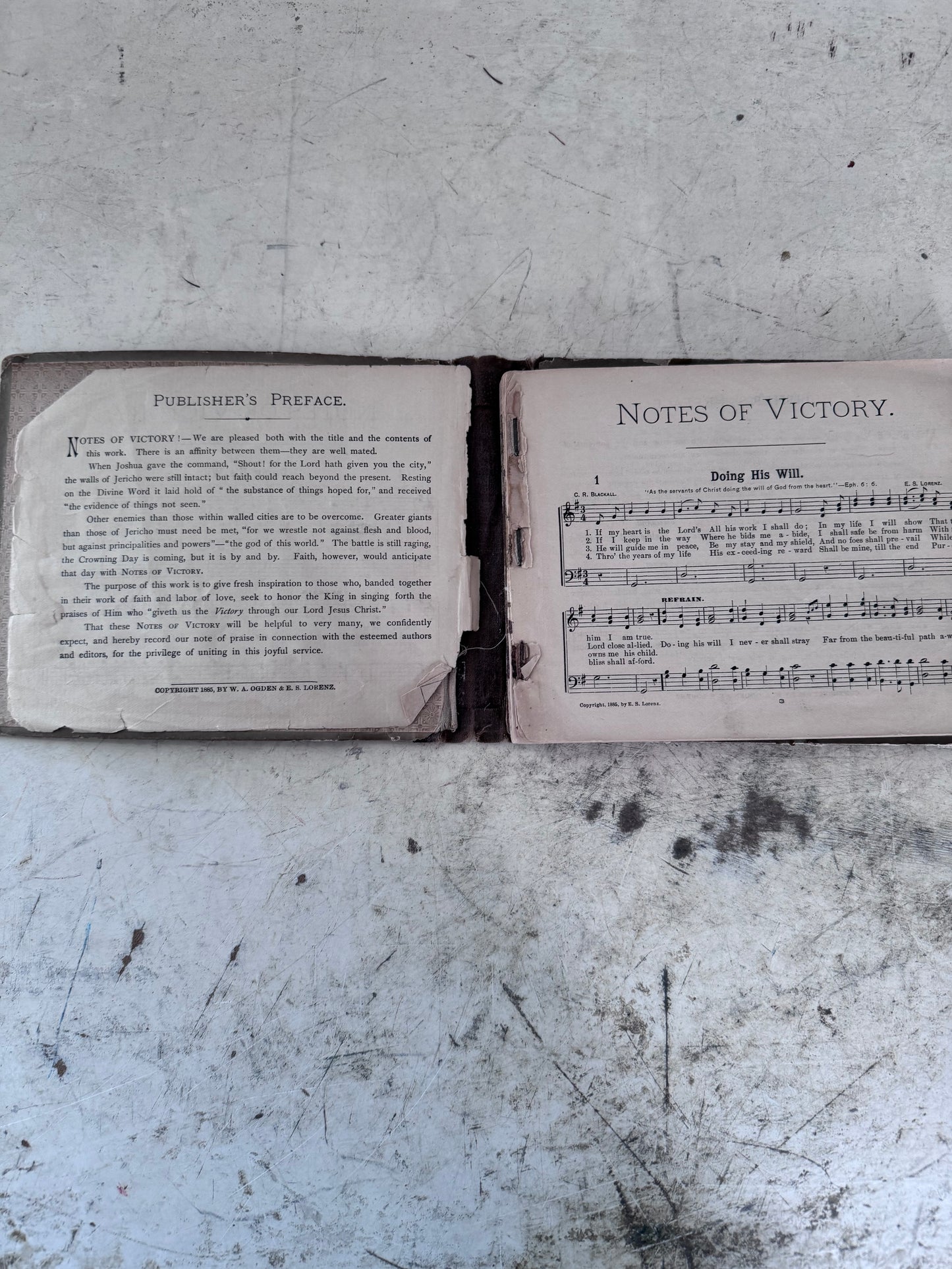 Antique Hymnal 1885 Notes Of Victory