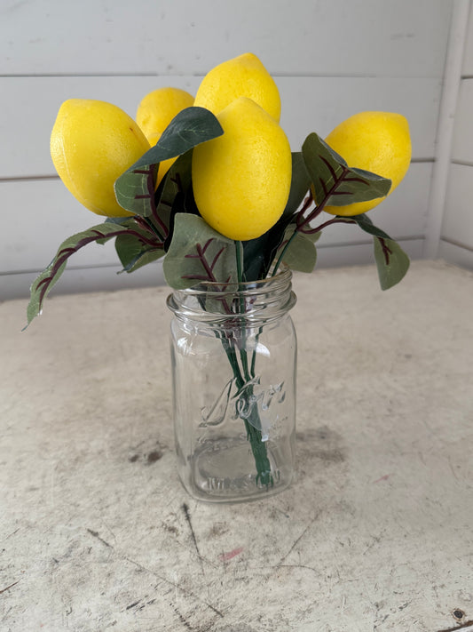Vintage Square canning jar with lemons