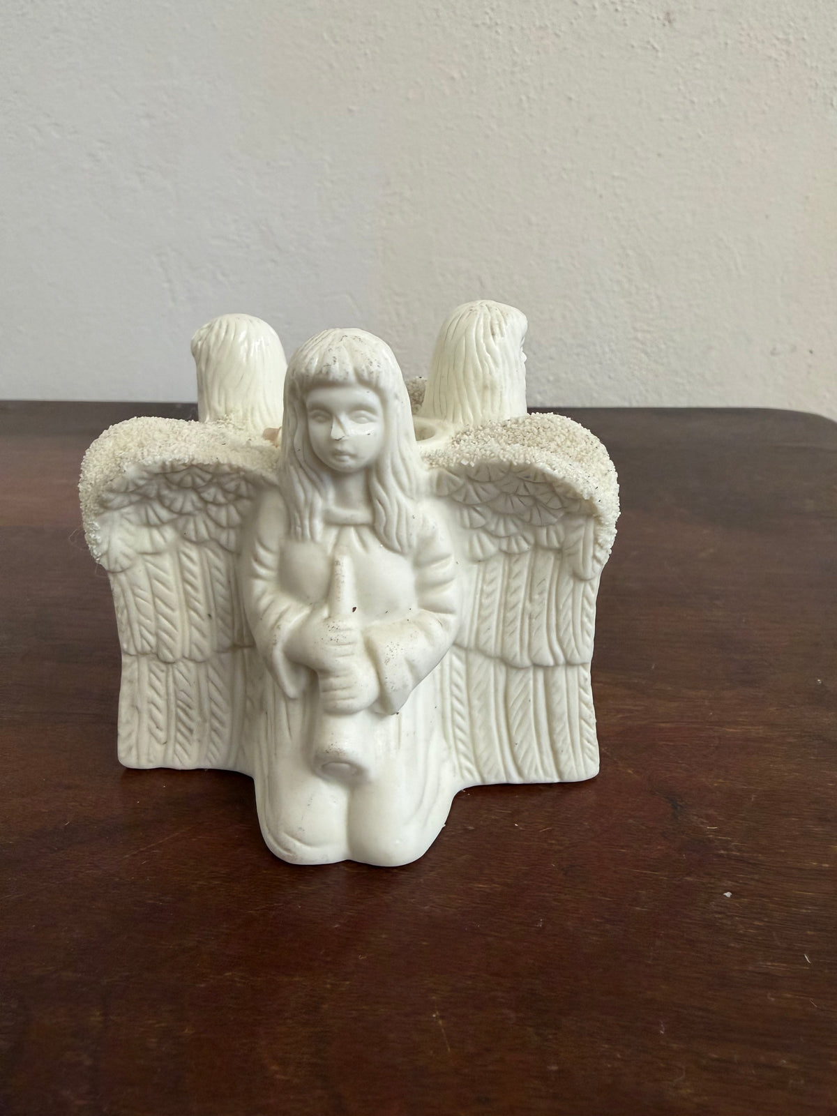 Vintage Ceramic Candle Holder 3 Kneeling Angels - Will Get Makeover