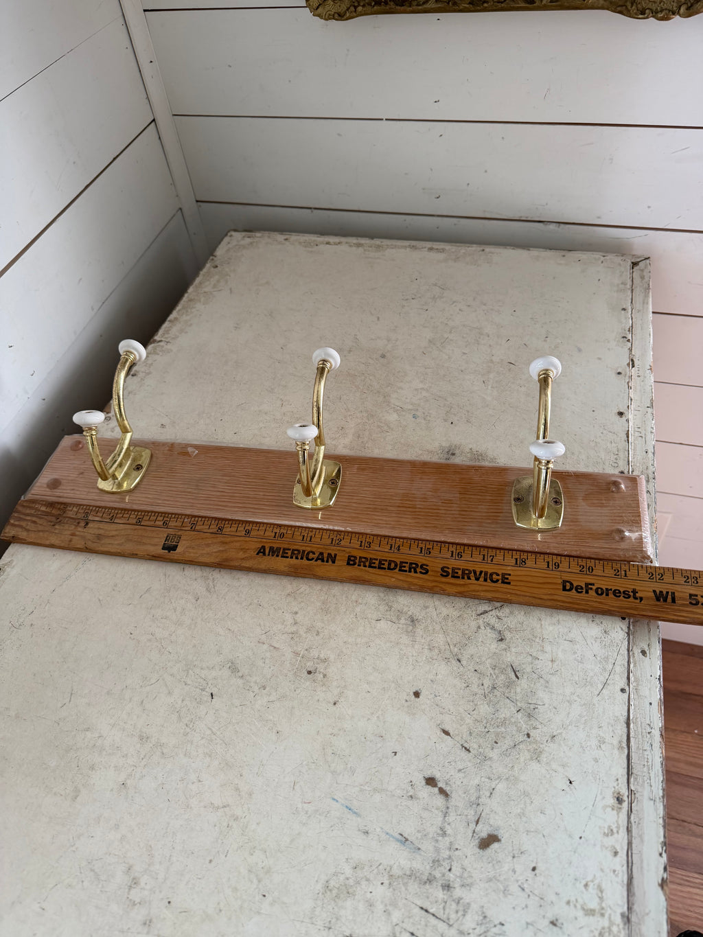 Brass and porcelain coat Rack - Will Get Makeover
